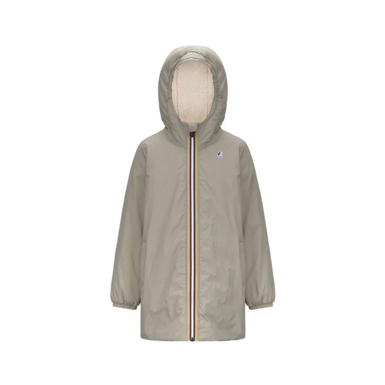 K-WAY Giacca verde inserto teddy bambini