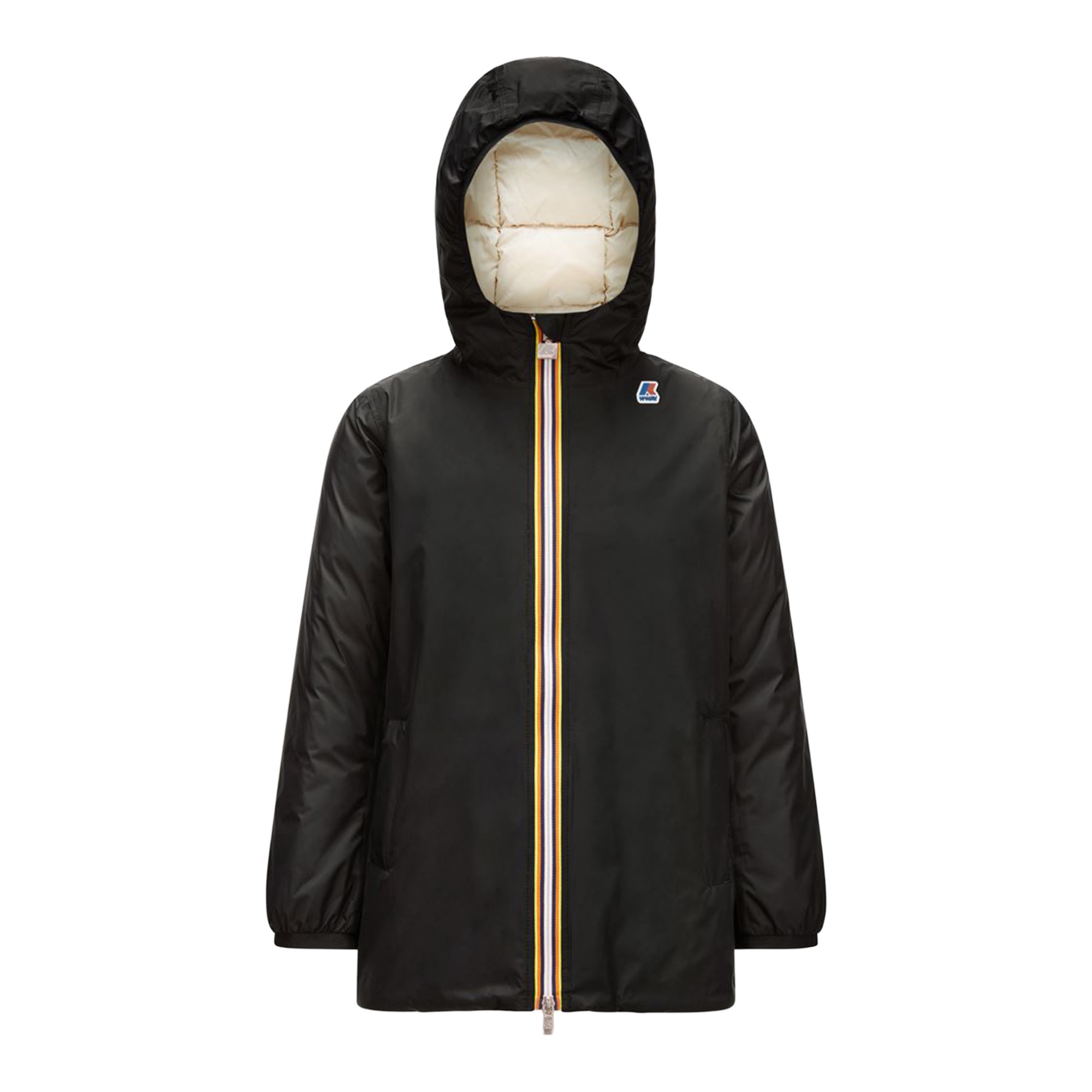 K-WAY Giacca nera lunga reversibile bambina