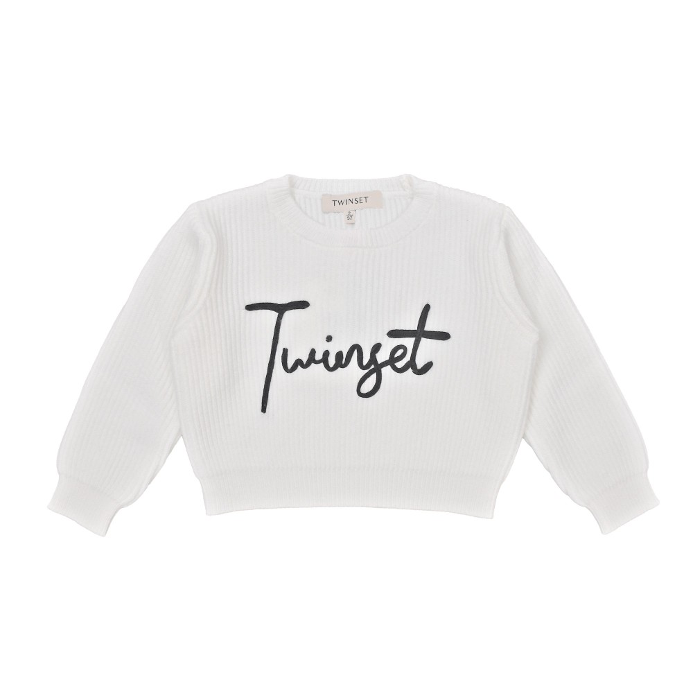 TWIN-SET Maglione bianco a...