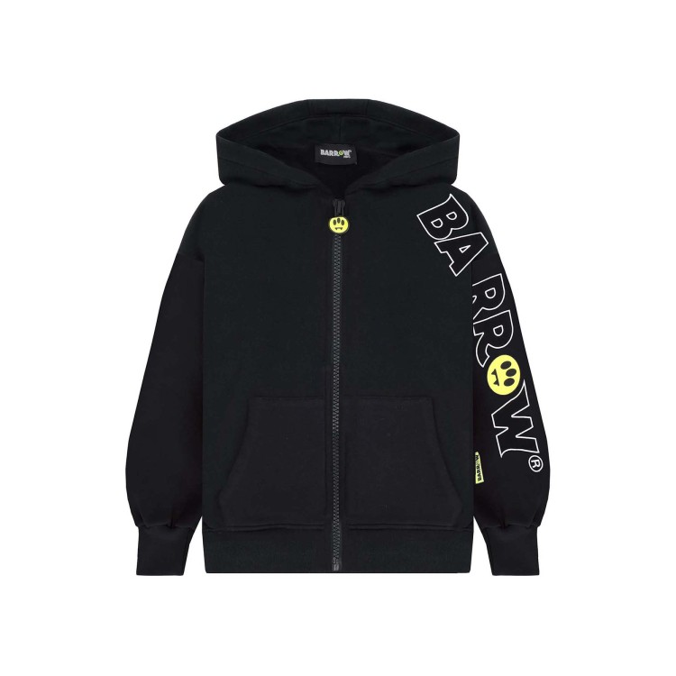 BARROW Felpa nera full-zip logo outline bambini