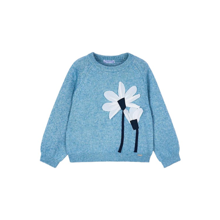 MAYORAL Maglione azzurro con fiori bambina