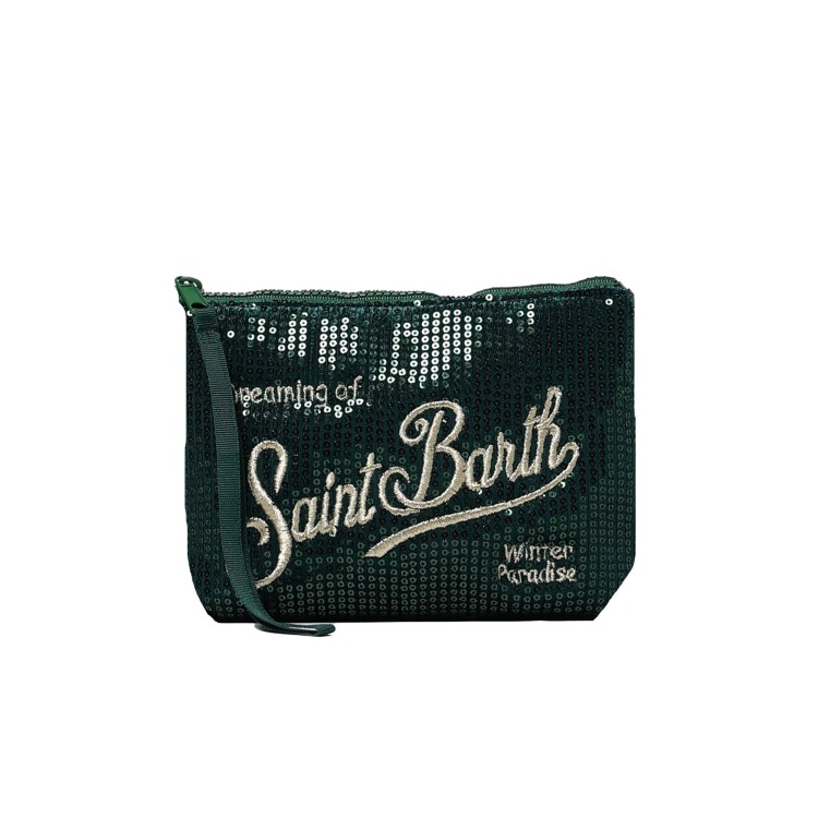 SAINT BARTH Pochette Aline verde con paillettes bambina