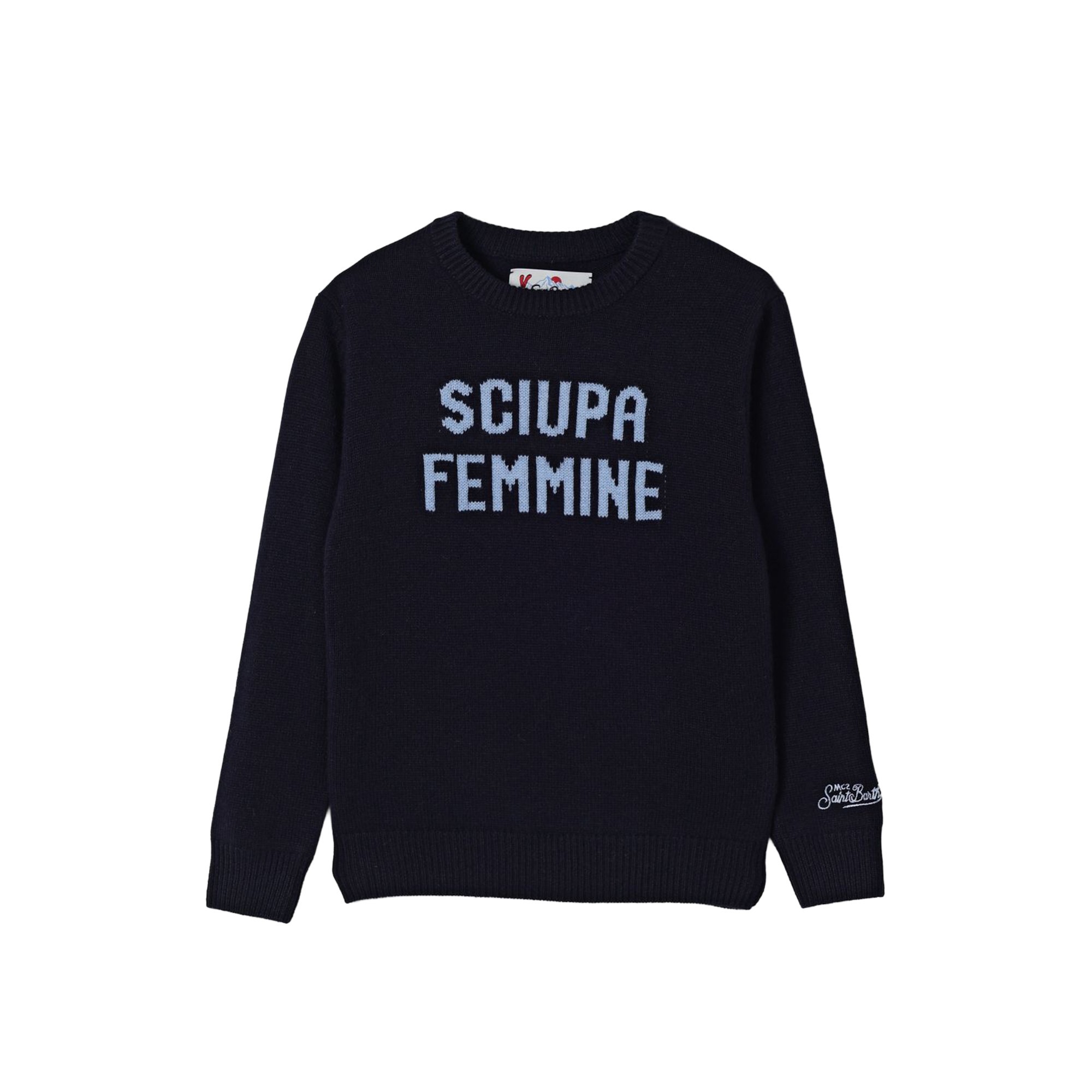SAINT BARTH Maglione blu navy "sciupa femmine" bambino