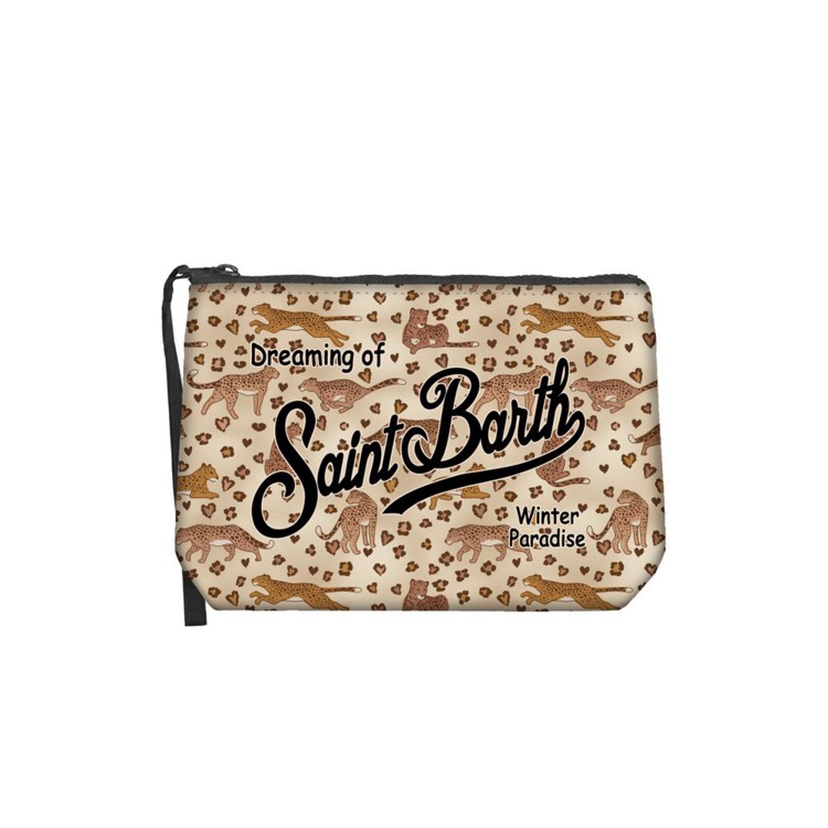 SAINT BARTH Pochette Aline beige con leopardi bambina