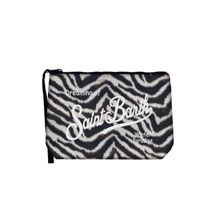 SAINT BARTH Pochette Aline zebrata faux fur bambina