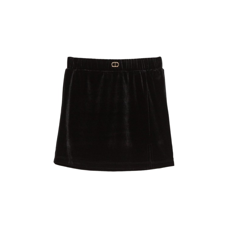 TWIN-SET Minigonna nera in ciniglia bambina