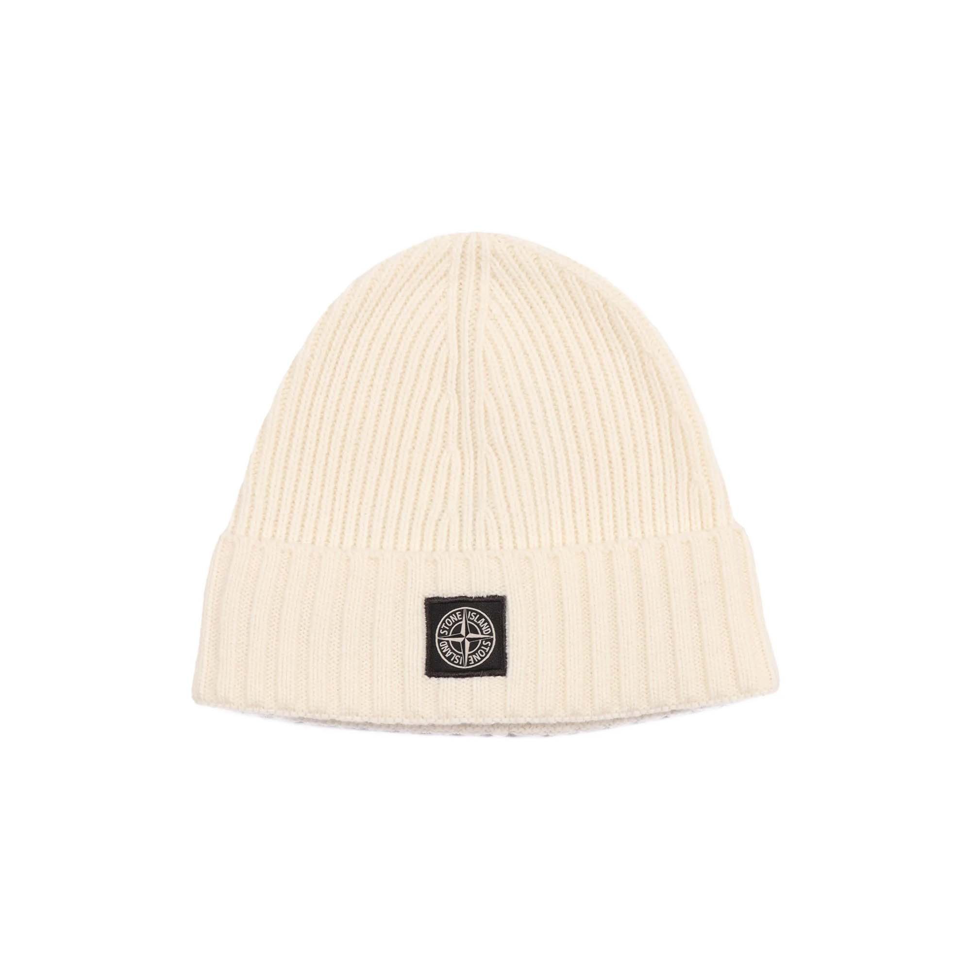 STONE ISLAND Cappello crema a coste con logo bambini