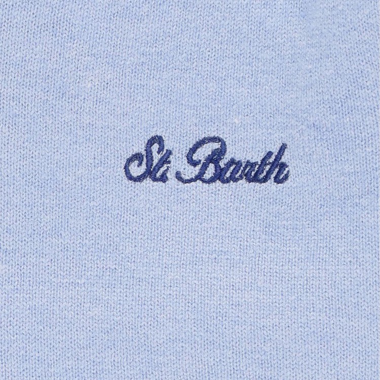 SAINT BARTH Maglione celeste con logo bambino