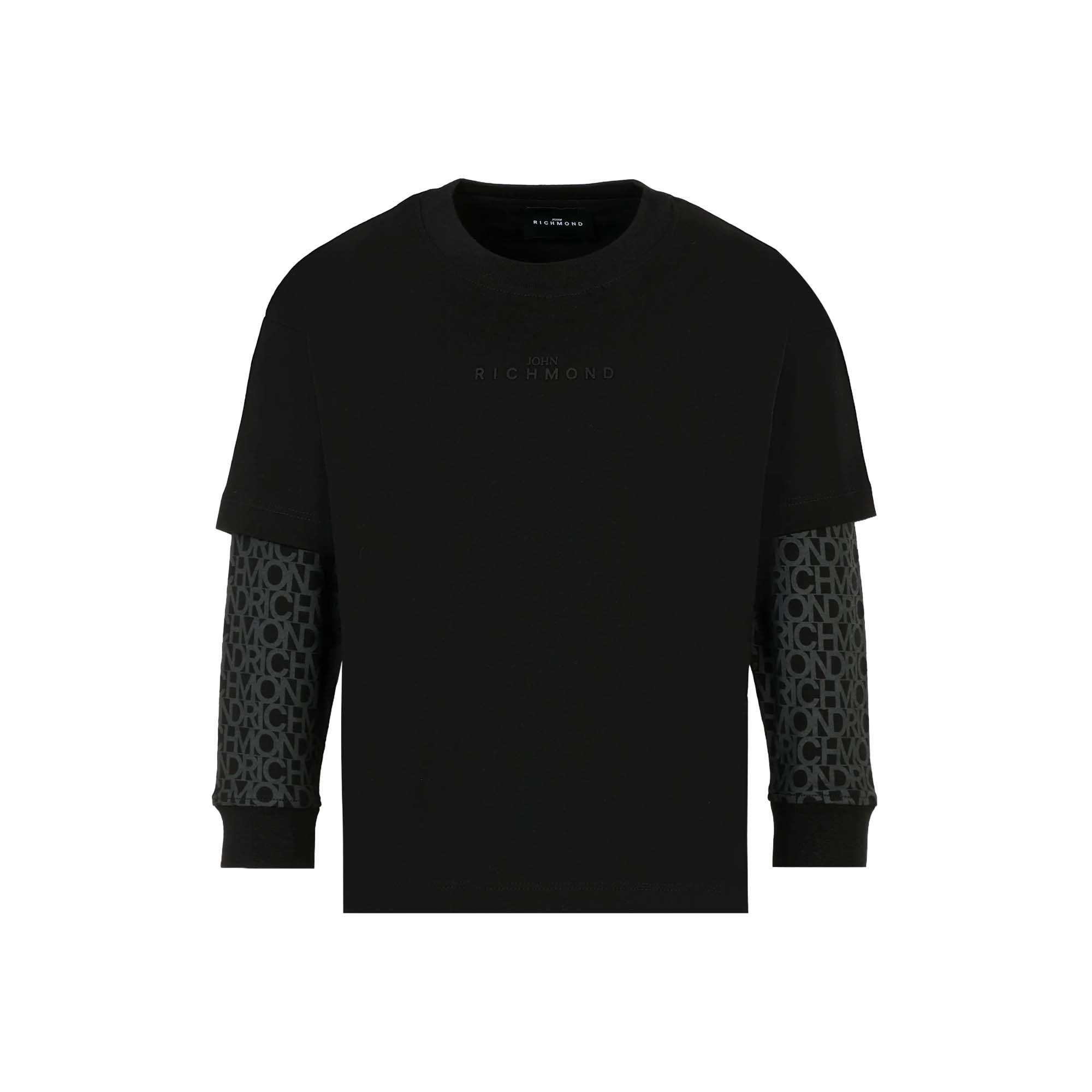 JOHN RICHMOND T-shirt nera a maniche lunghe bambini