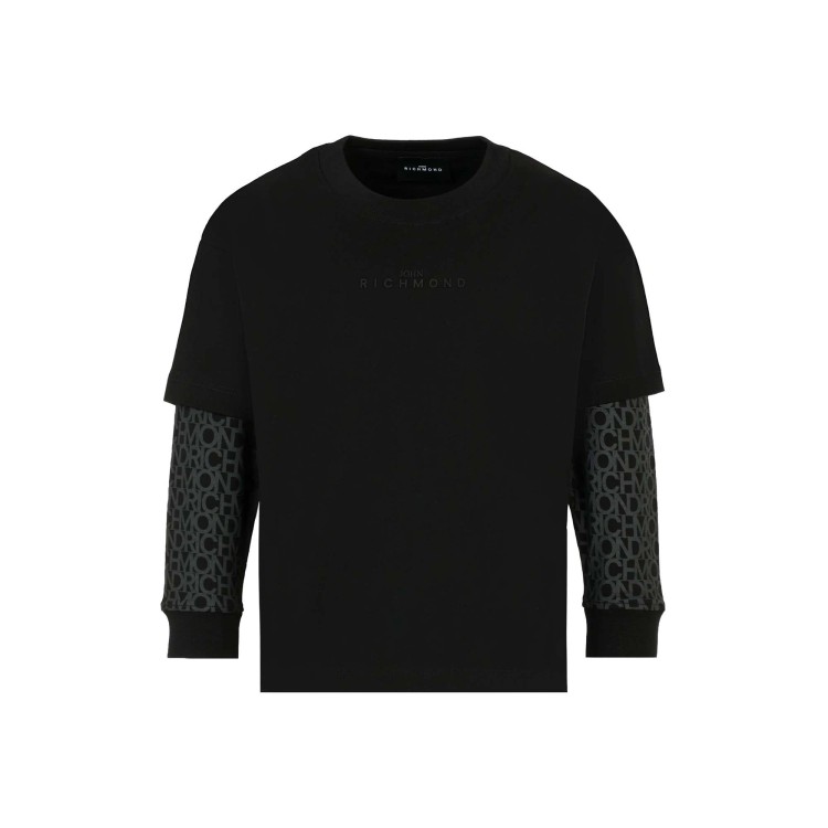JOHN RICHMOND T-shirt nera a maniche lunghe bambini