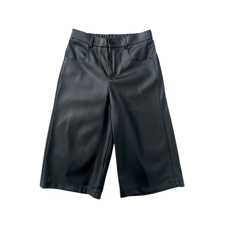 PATRIZIA PEPE Pantaloni neri wide leg ecopelle bambina