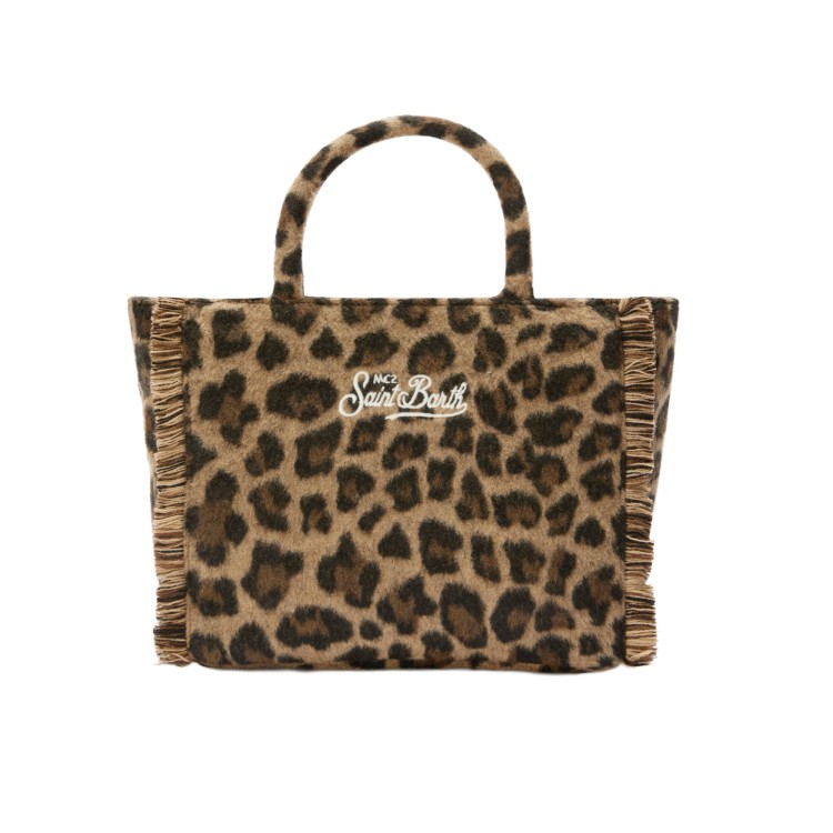 SAINT BARTH Borsa Colette leopardata misto lana bambina