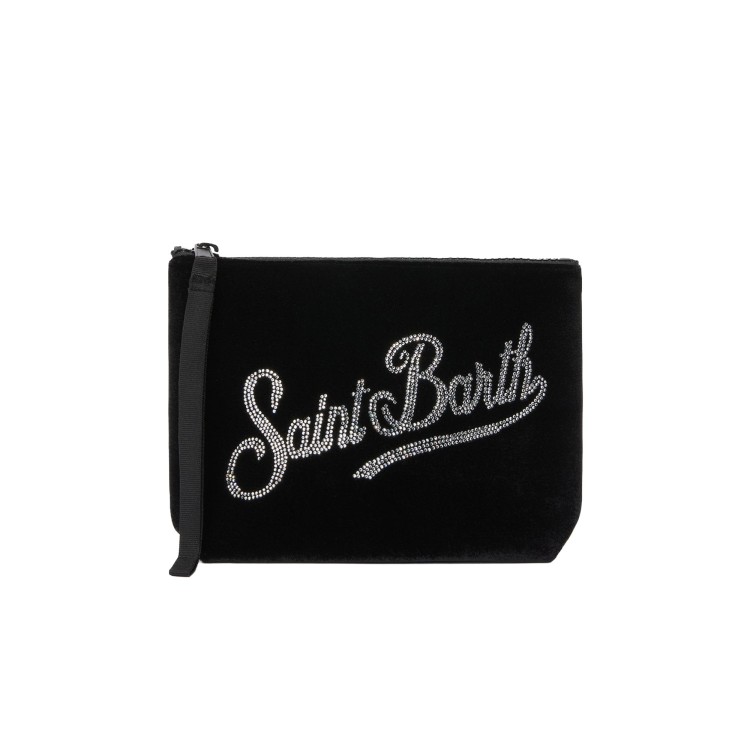 SAINT BARTH Pochette Aline nera velvet bambina
