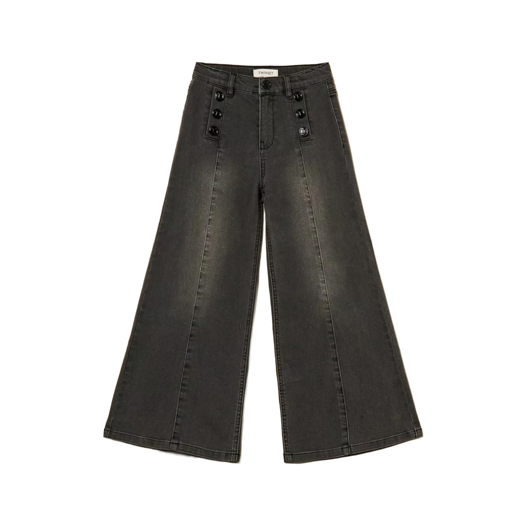 TWIN-SET Jeans grigio scuro wide leg bambina