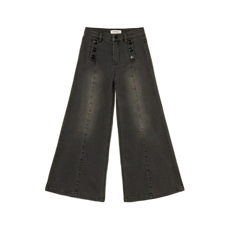 TWIN-SET Jeans grigio scuro wide leg bambina