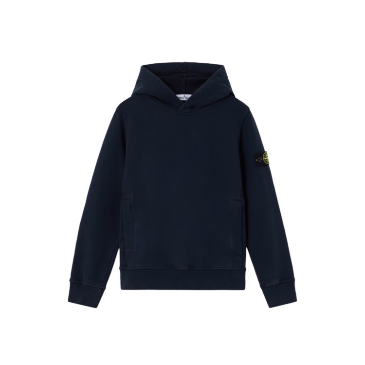 STONE ISLAND Felpa blu navy con cappuccio bambini