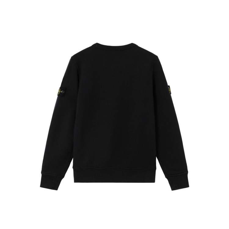 STONE ISLAND Felpa nera girocollo con patch bambini