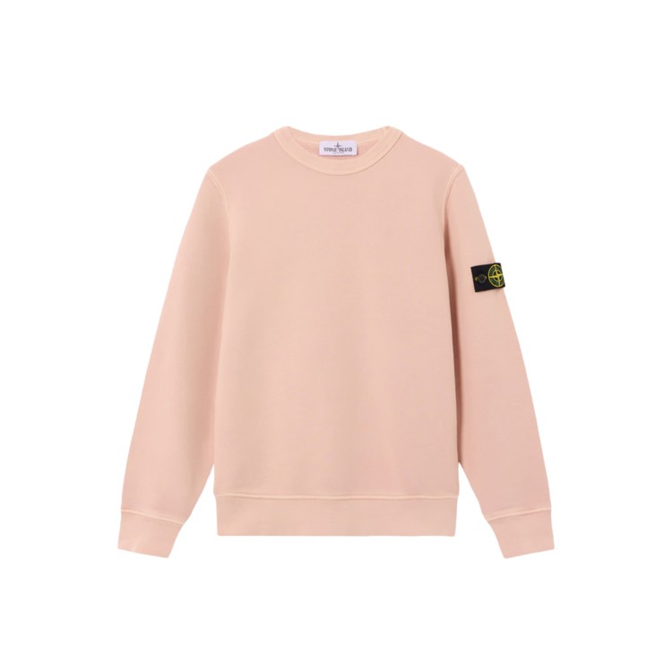STONE ISLAND Felpa rosa girocollo con patch bambina