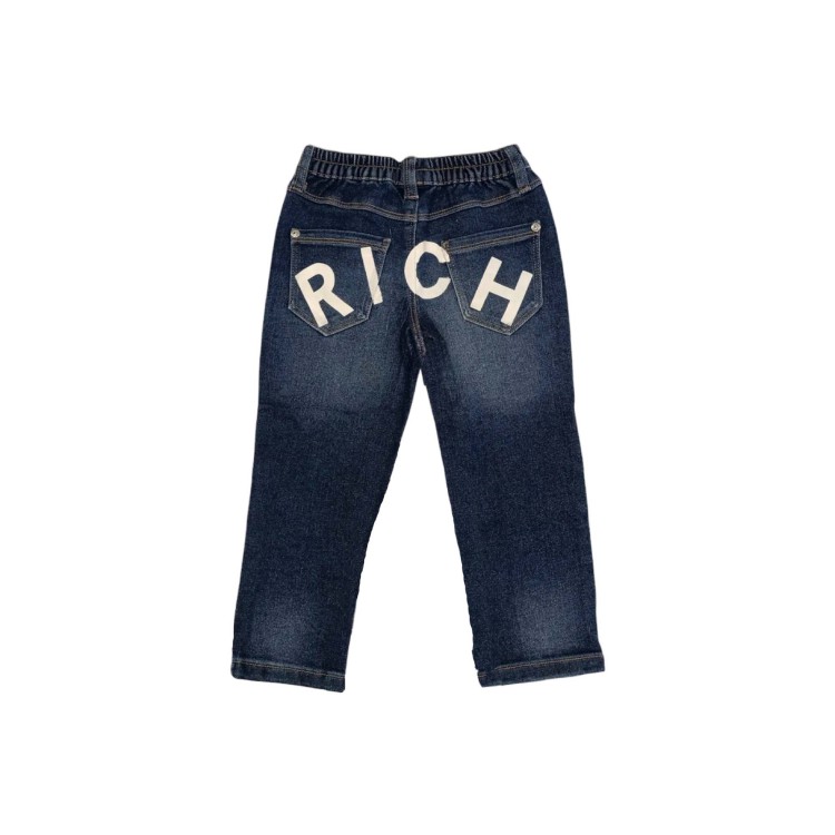 JOHN RICHMOND Jeans slavato blu con logo sul retro neonato