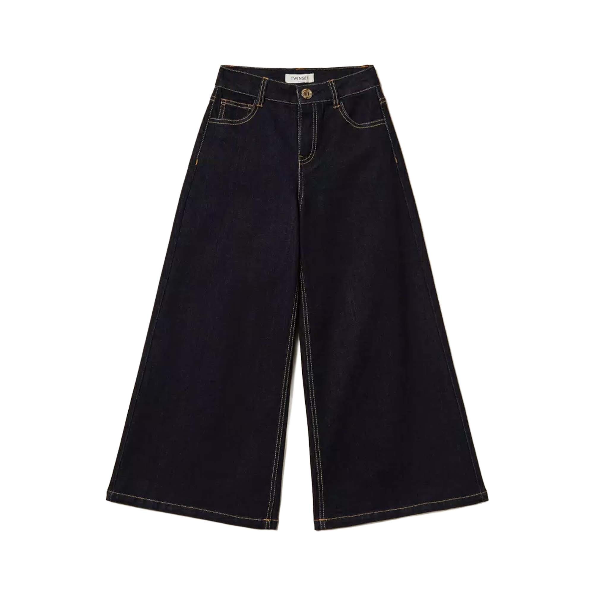TWIN-SET Jeans blu wide leg bambina
