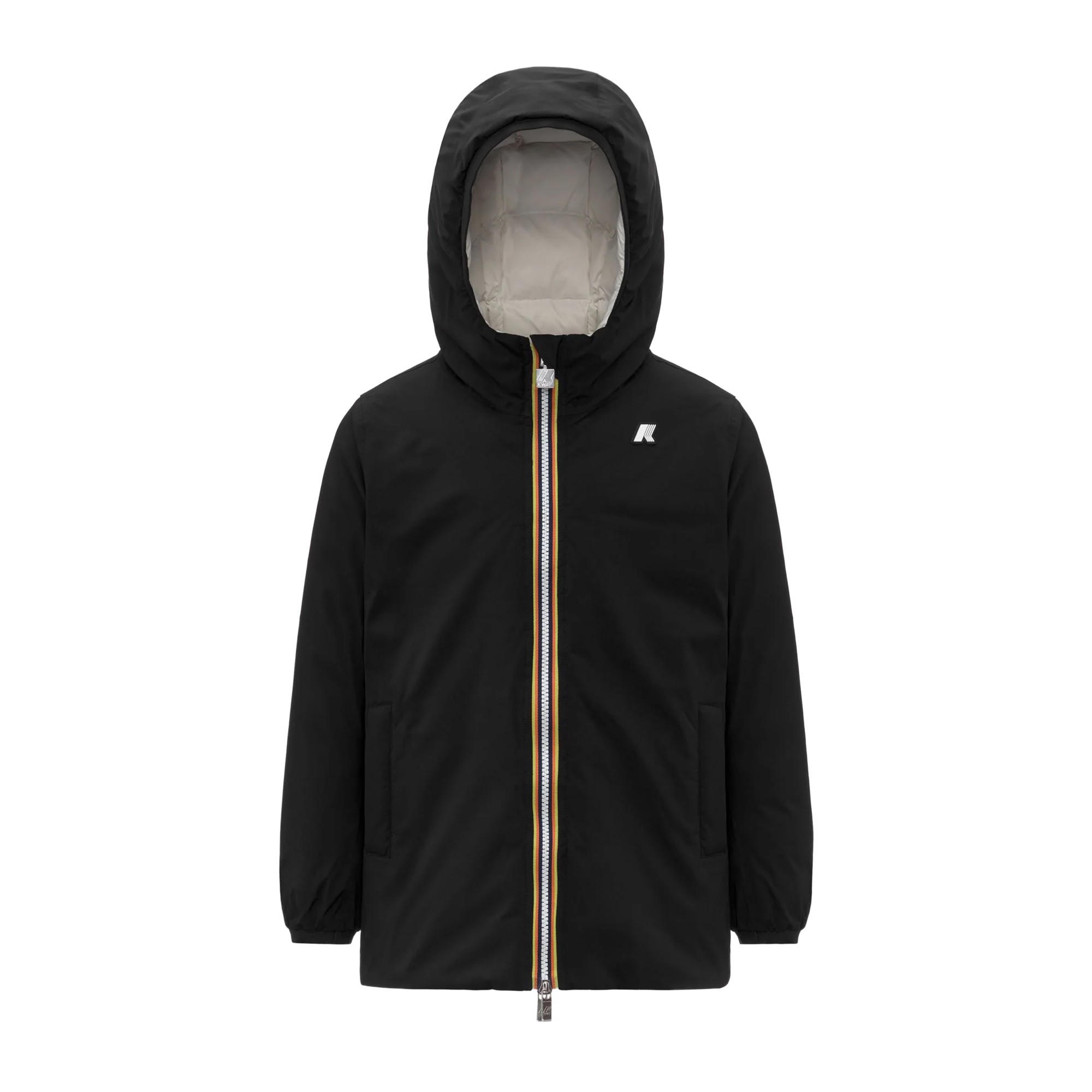 K-WAY Giacca nera lunga reversibile bambina