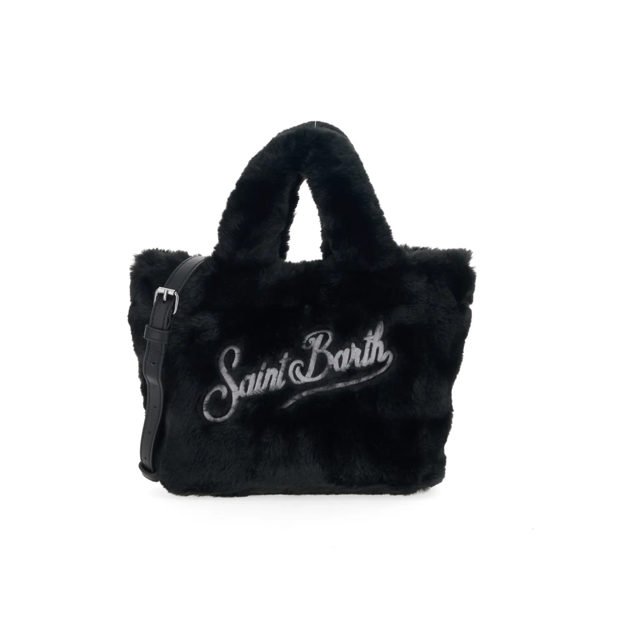 SAINT BARTH Borsa Vanity Mini nera pelo bambina