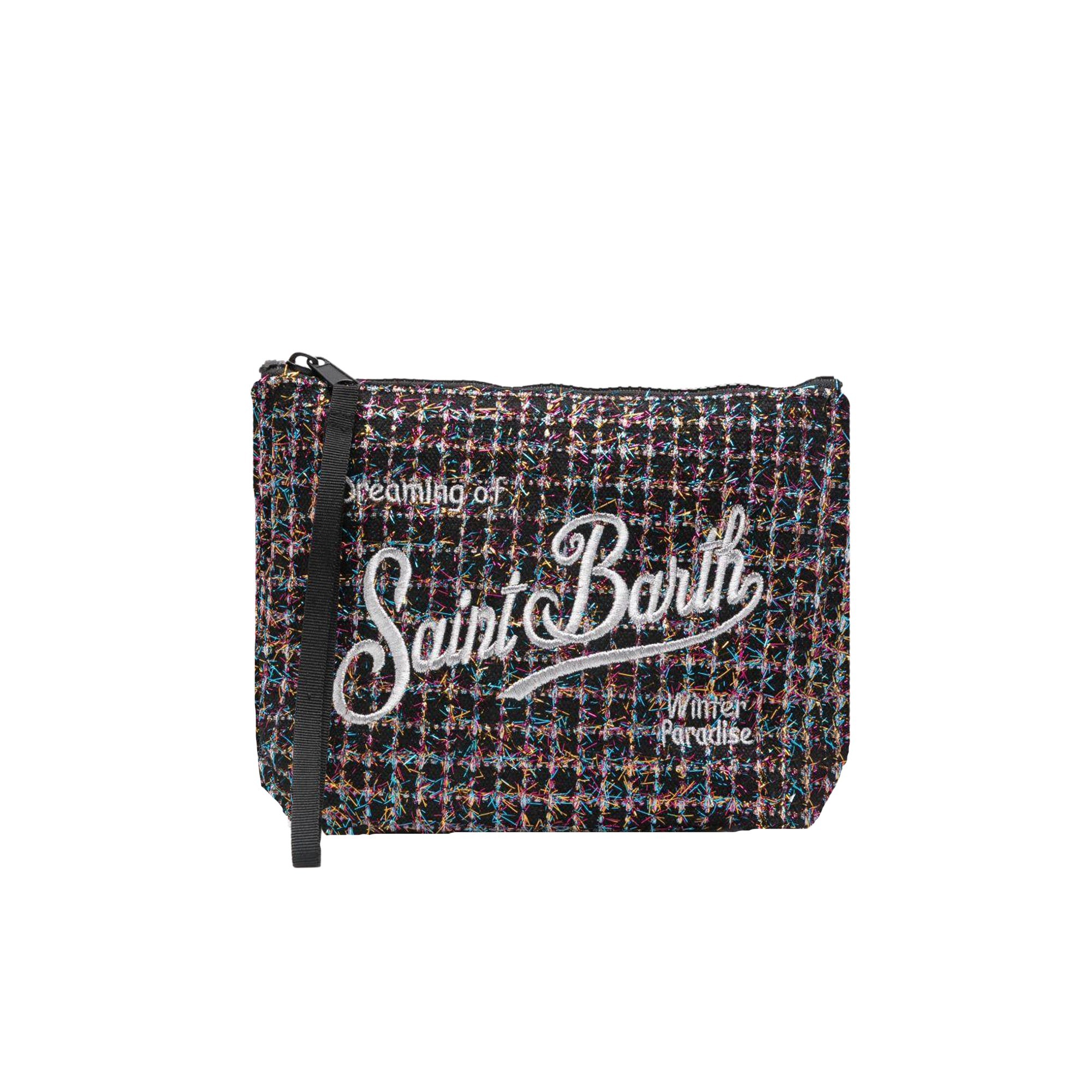 SAINT BARTH Pochette Aline nera in tweed bambina