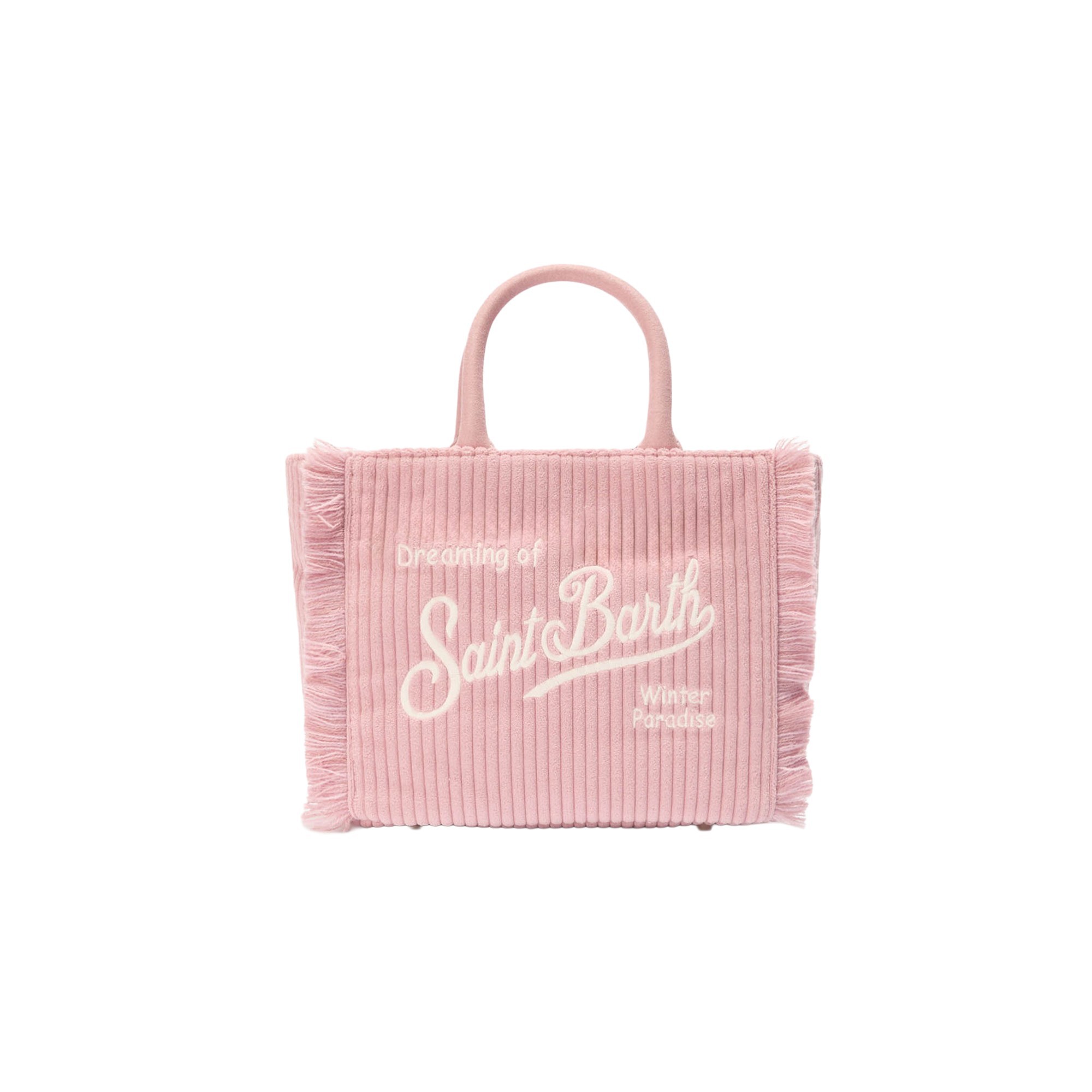 SAINT BARTH Borsa Vanity Mini rosa a coste bambina