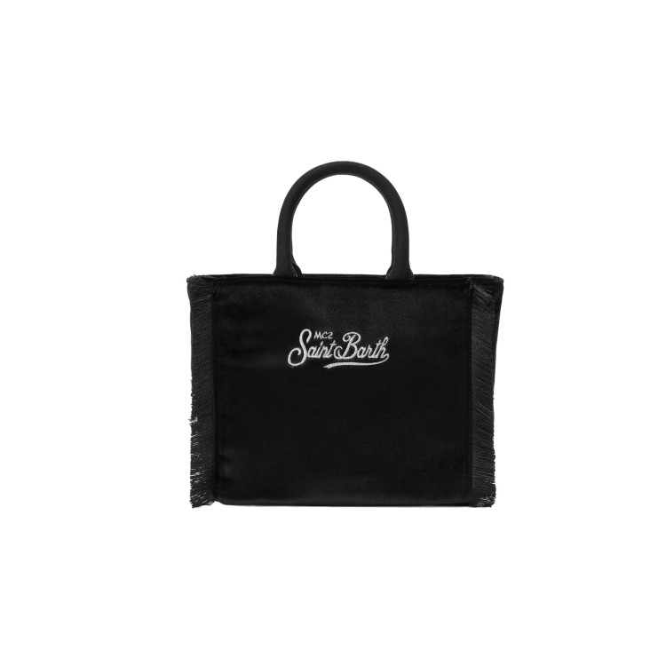 SAINT BARTH Borsa Vanity Mini nera in velluto bambina