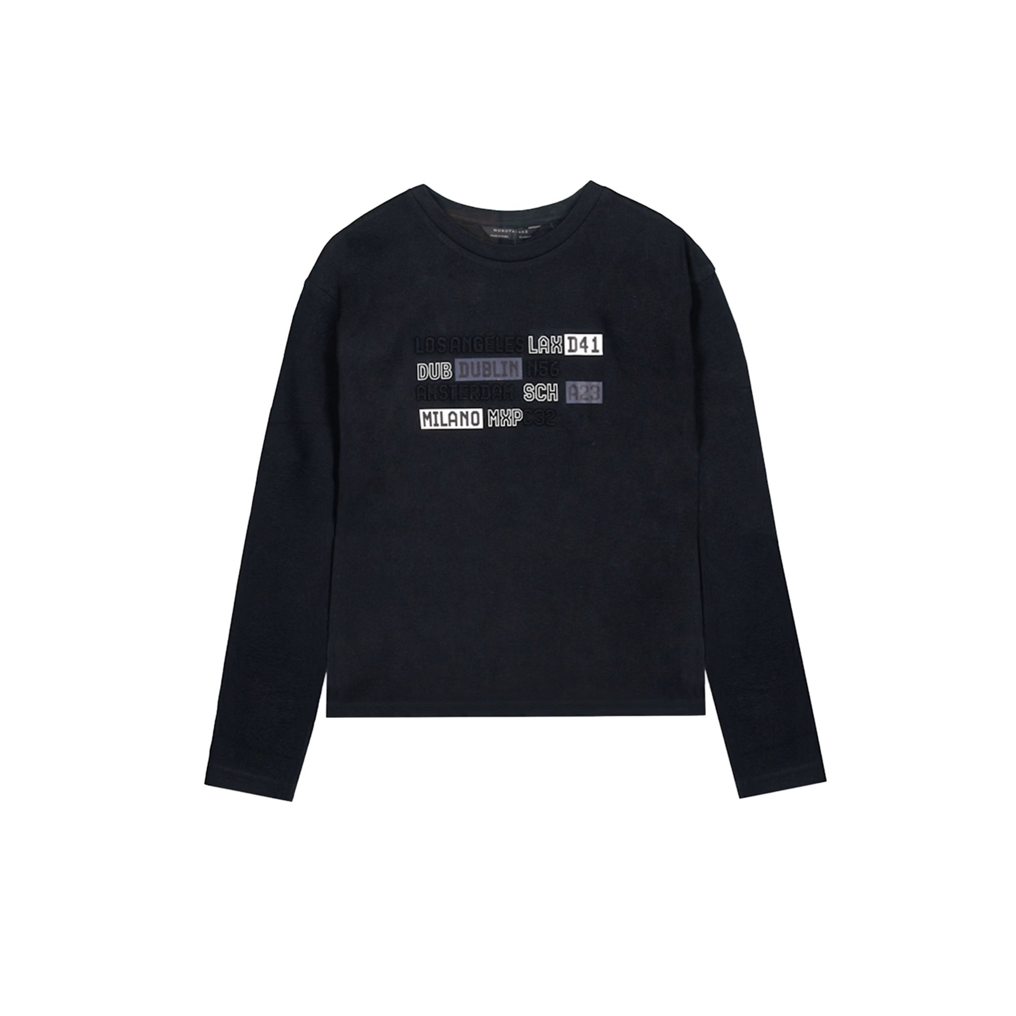 MAYORAL T-shirt nera a manica lunga goffrata bambino