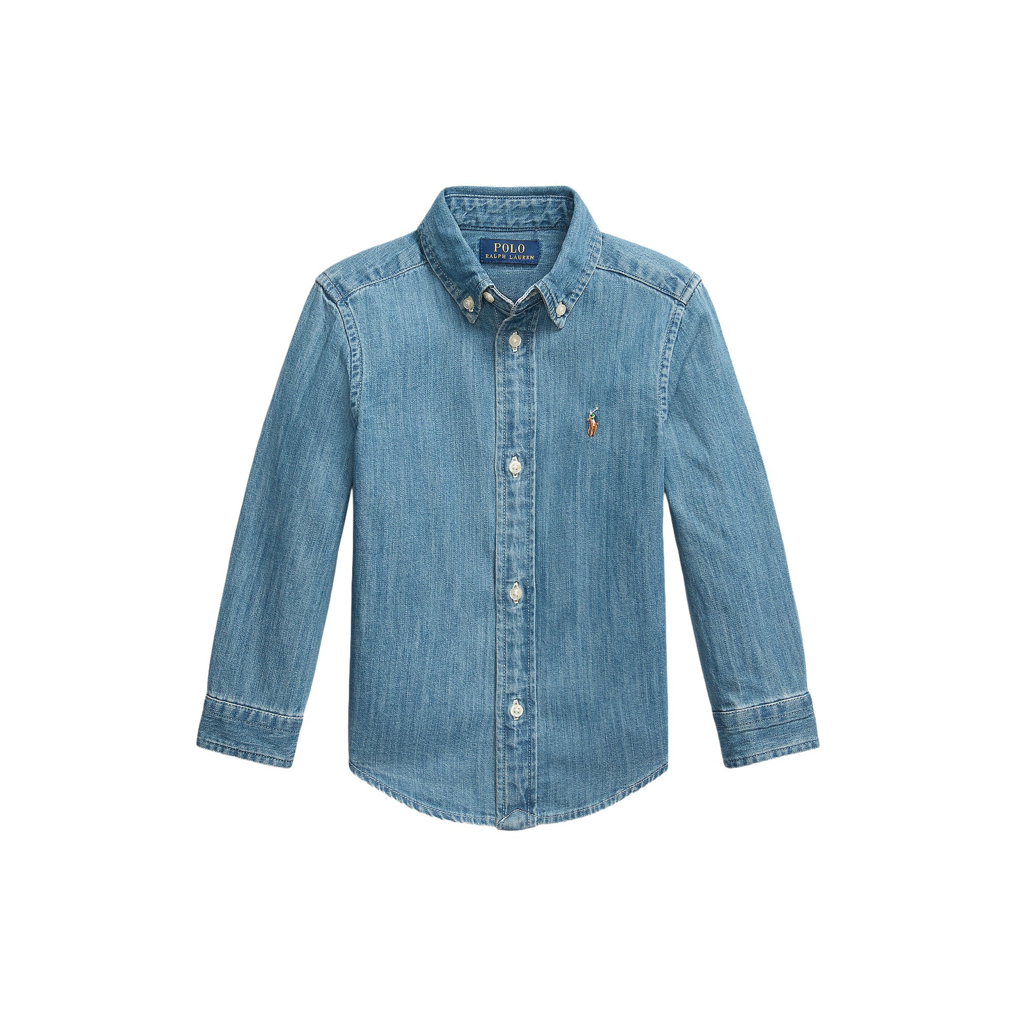 RALPH LAUREN Camicia in denim con pony ricamato bambino