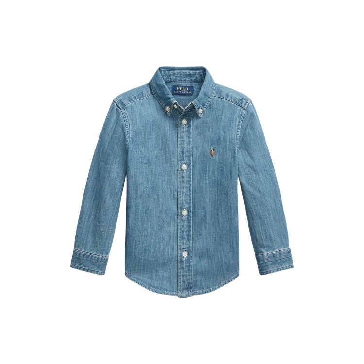 RALPH LAUREN Camicia in denim con pony ricamato bambino