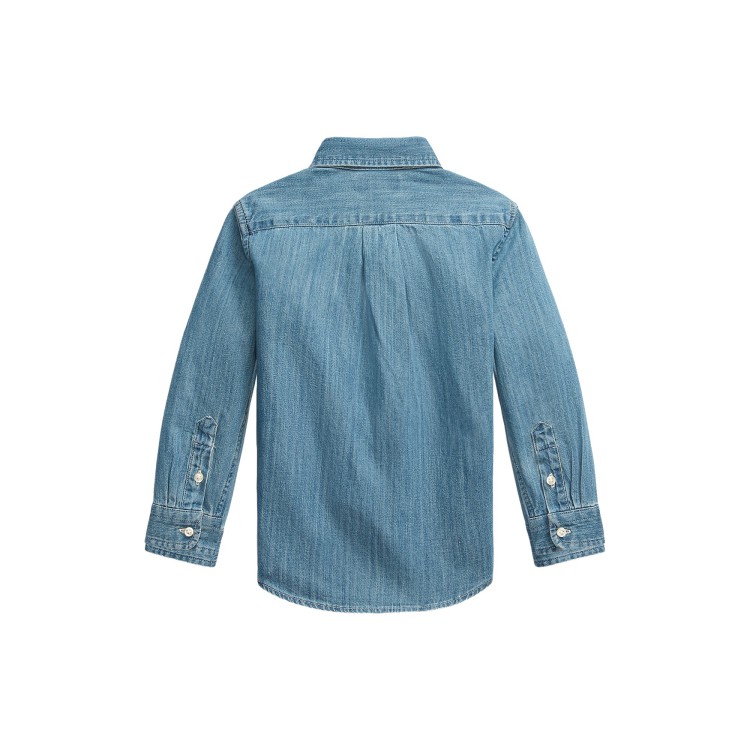 RALPH LAUREN Camicia in denim con pony ricamato bambino