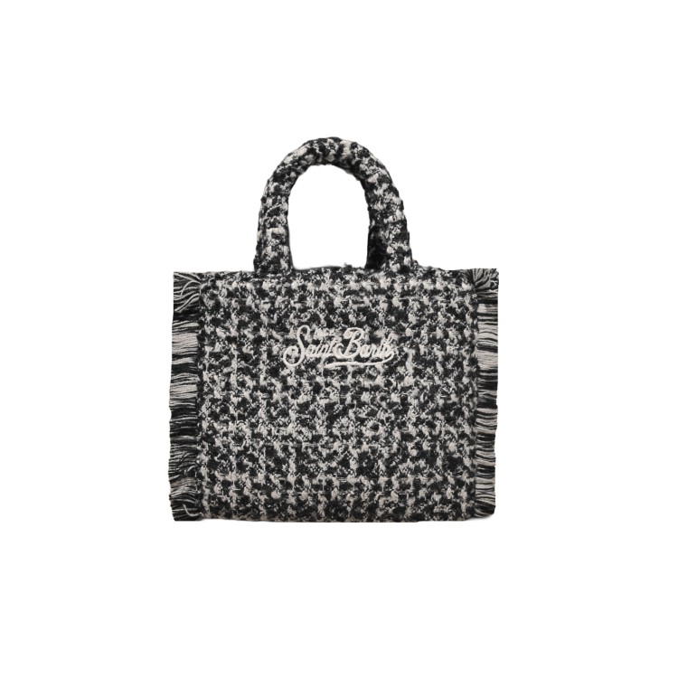 SAINT BARTH Borsa Vanity Mini bianca e nera in tweed bambina