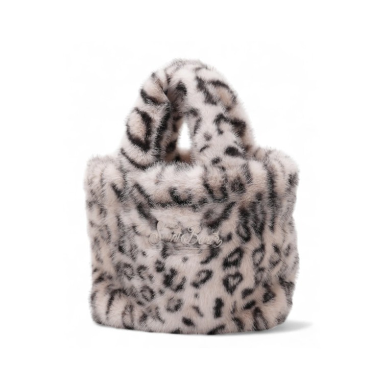 SAINT BARTH Borsa Colette bianca leopardata pelo bambina