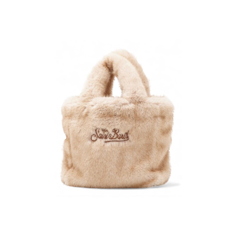 SAINT BARTH Borsa Vanity Mini beige pelo bambina