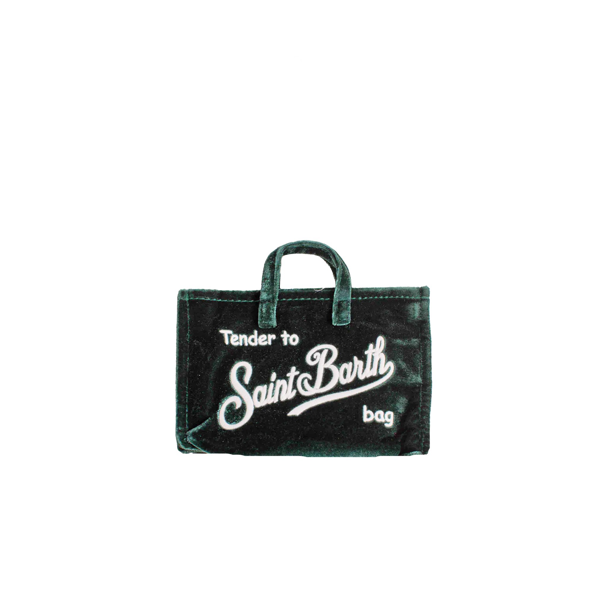 SAINT BARTH Phone bag verde velvet bambina