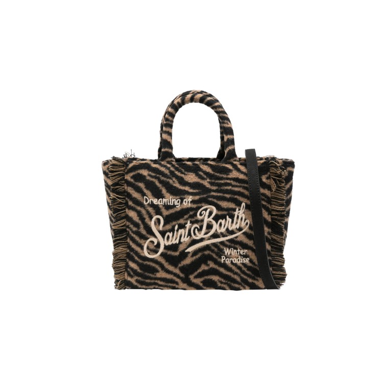 SAINT BARTH Borsa Vanity Mini misto lana zebrata marrone bambina