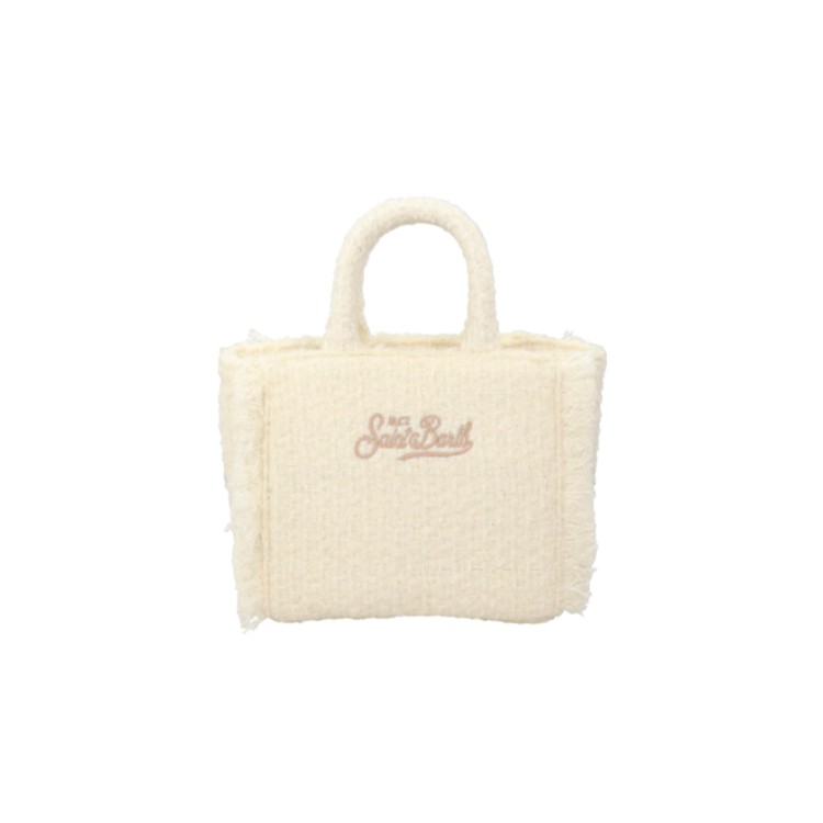 SAINT BARTH Borsa Vanity Mini panna in tweed bambina