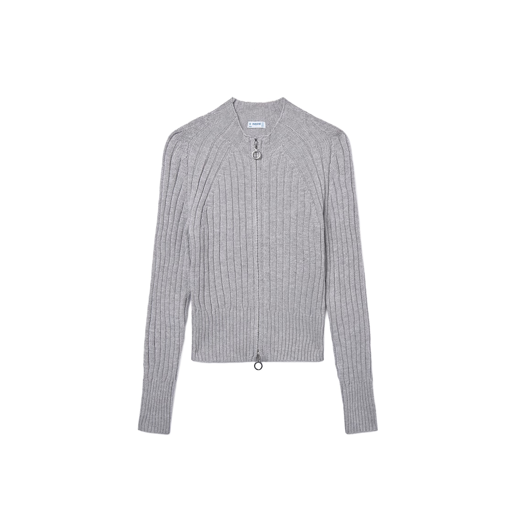 MAYORAL Felpa grigia full-zip in maglia bambina