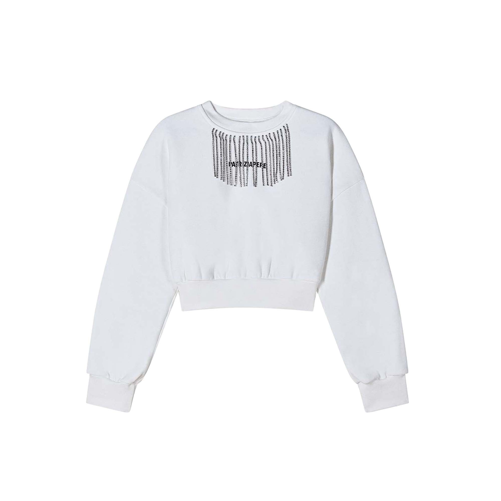 PATRIZIA PEPE Felpa bianca con logo e strass bambina