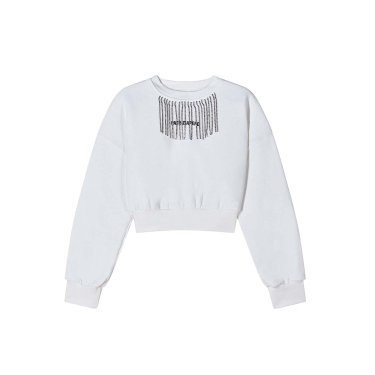 PATRIZIA PEPE Felpa bianca con logo e strass bambina