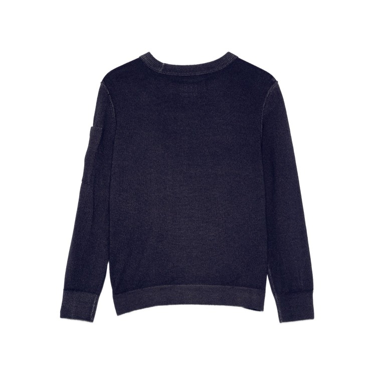 C.P. COMPANY Maglione blu navy girocollo Lens in lana bambino