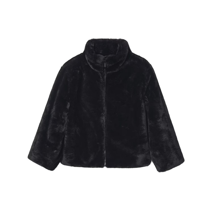 MAYORAL Pellicciotto nero con zip bambina