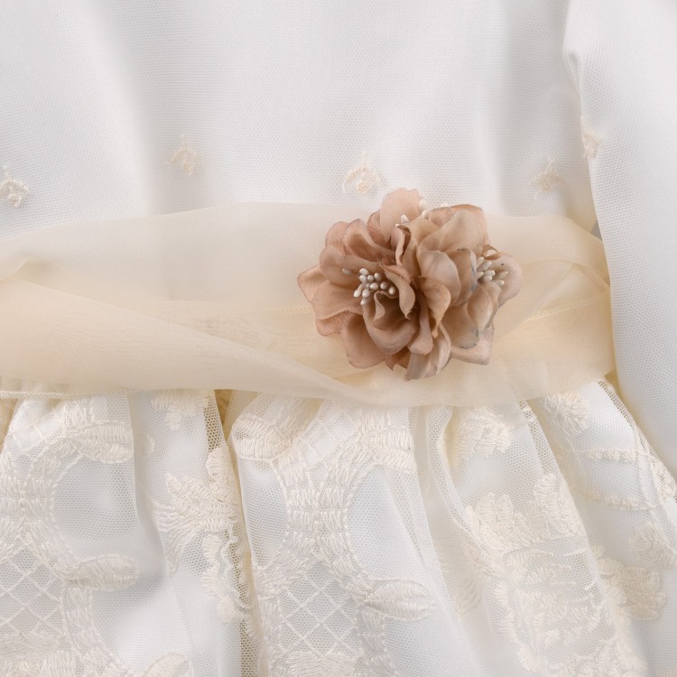 GASTONE Abitino panna con ricami neonata