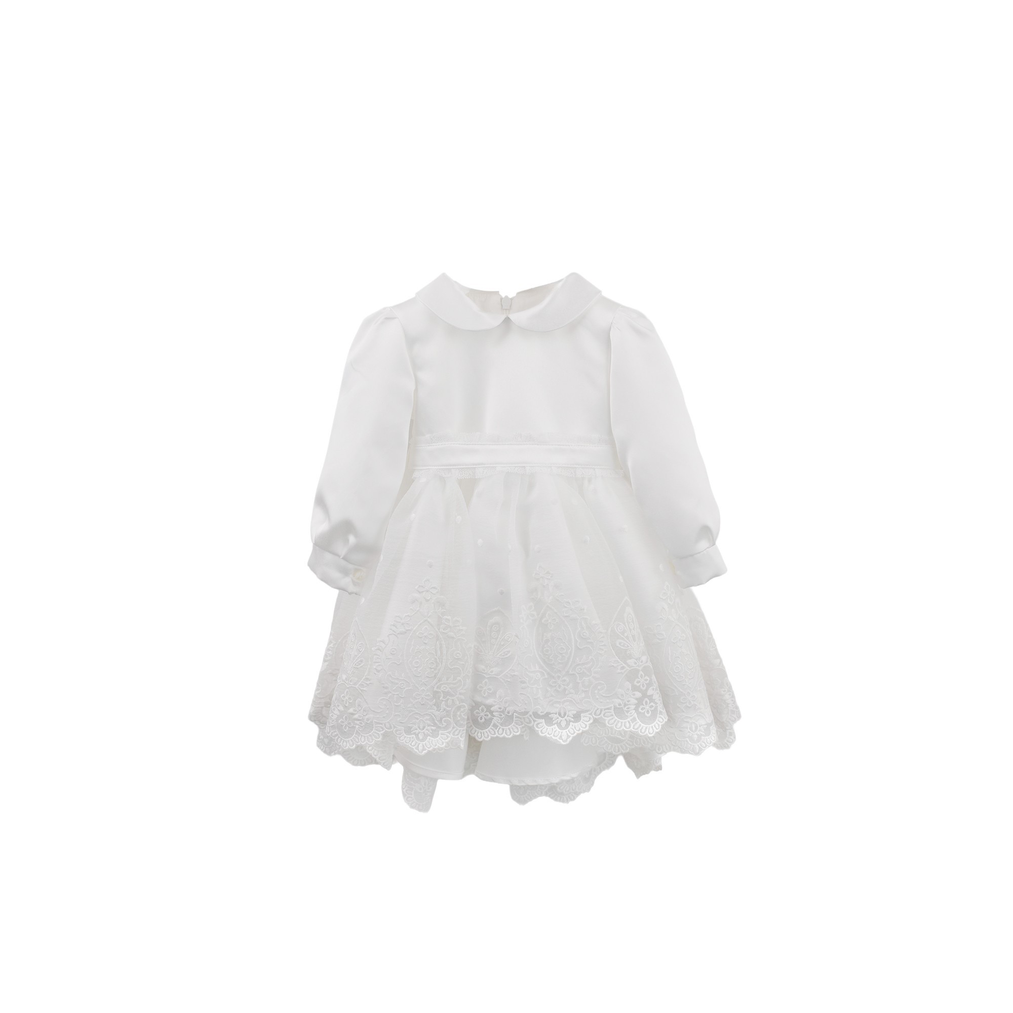 GASTONE Abitino bianco volant lungo neonata