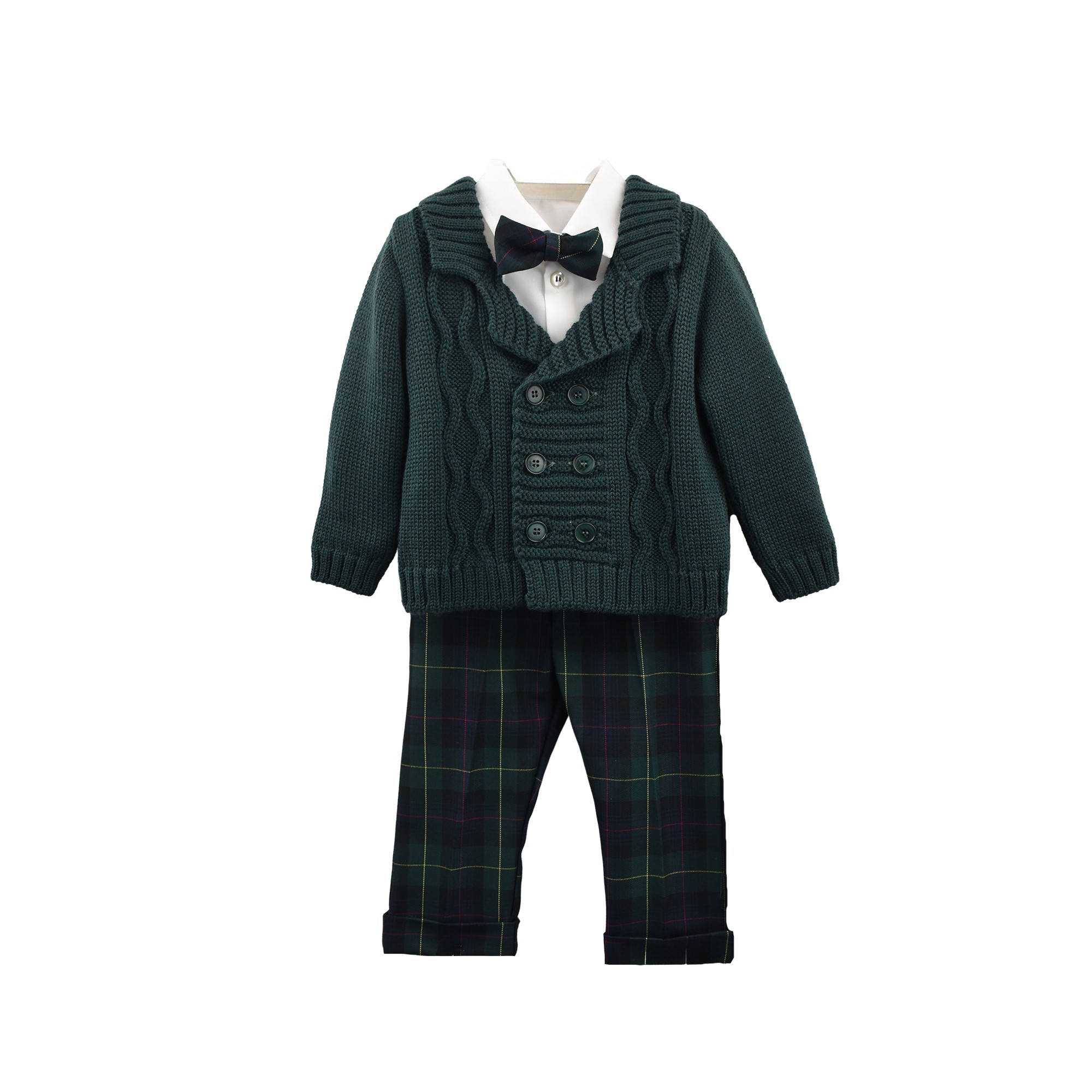 GASTONE Completo 4 pezzi verde a quadri neonato