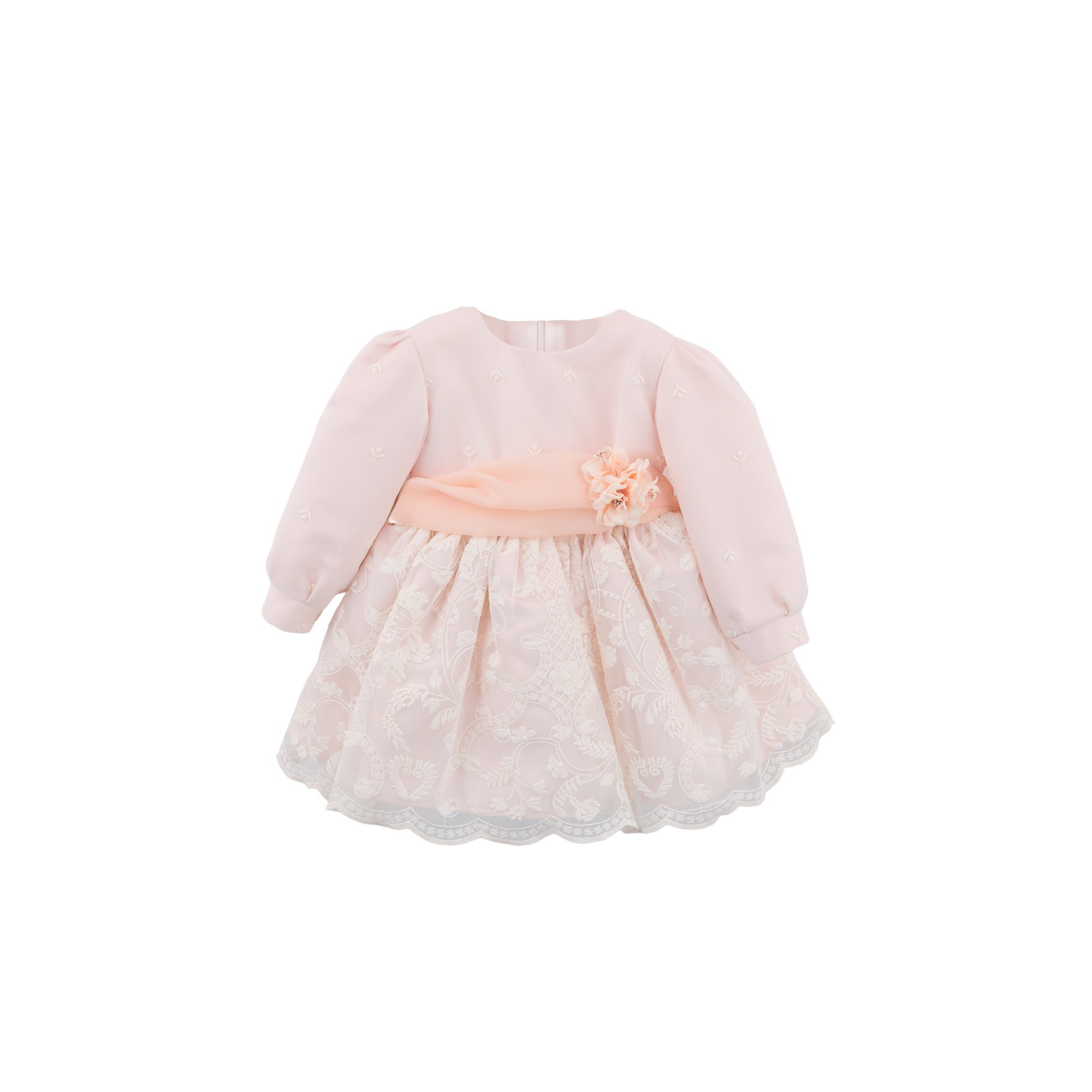 GASTONE Abitino pesca con ricami neonata