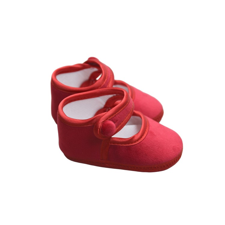 GASTONE Scarpine rosse in velluto neonata