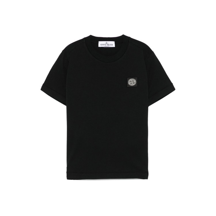 STONE ISLAND T-shirt nera logo bambini